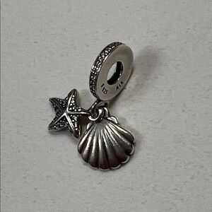 Pandora Sterling Silver Seashell & Starfish Dangle Charm